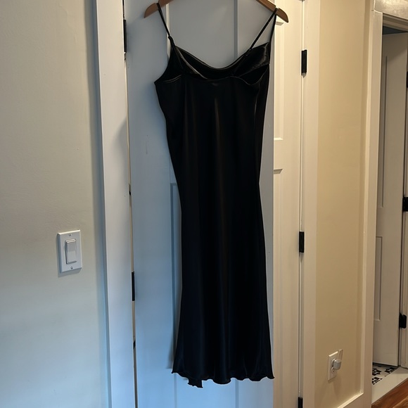 bebe Black Satin Cowl Neck Slip Dress Size Medium - Picture 5 of 7